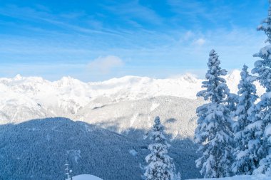 Görünümü ile kar kış manzara ağaçlar ve Alpler Seefeld in Tyrol, Avusturya Devlet kaplı. Kış Avusturya