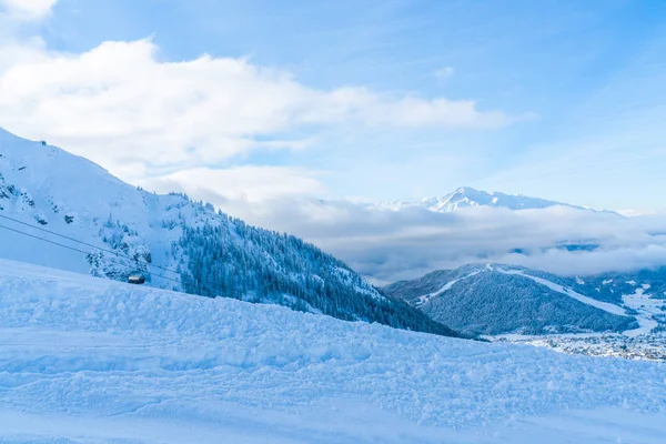 Vista Paisagem Inverno Com Neve Coberto Alpes Seefeld Estado Austríaco — Fotografia de Stock