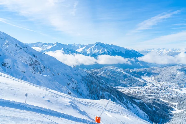Vista Paisagem Inverno Com Neve Coberto Alpes Seefeld Estado Austríaco — Fotografia de Stock