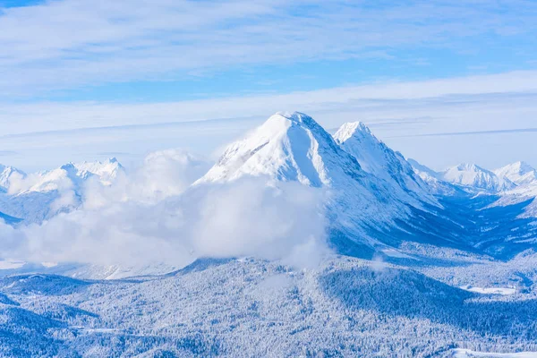 Widok Krajobrazu Zimy Śniegiem Pokryte Alpy Seefeld Austrii Kraju Związkowym — Zdjęcie stockowe
