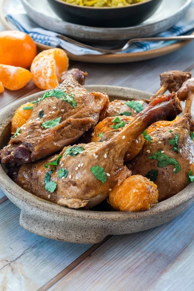 Tagine Pato Com Clementinas Cuscuz Cítrico — Fotografia de Stock