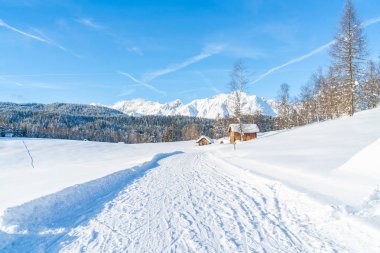 Alpler Seefeld in Tyrol, Avusturya devlet ile kar kış manzara ile kaplı. Kış Avusturya