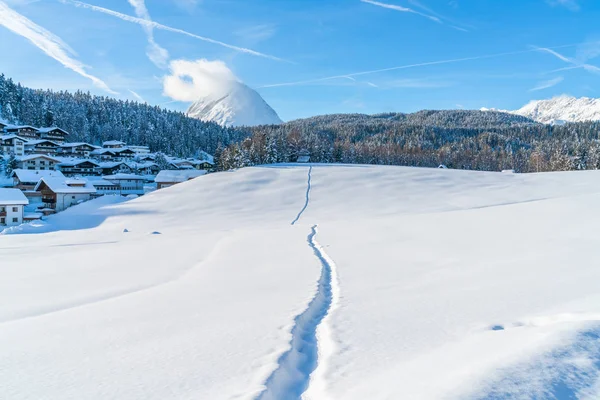 Paisaje Invernal Con Alpes Nevados Seefeld Estado Austríaco Del Tirol — Foto de Stock