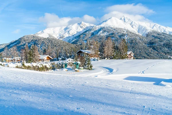 Pejzaż Zimowy Śniegiem Pokryte Alpy Seefeld Austrii Kraju Związkowym Tyrol — Zdjęcie stockowe