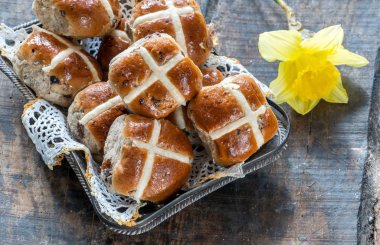Görünümü Hot cross buns - geleneksel Paskalya gıda - top