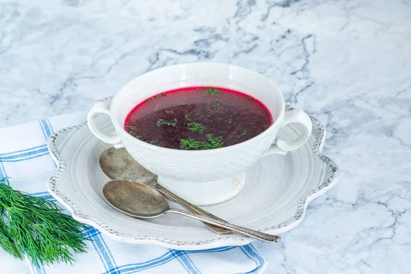 Borscht Vermelho Sopa Beterraba Clara Comum Europa Oriental Rússia — Fotografia de Stock