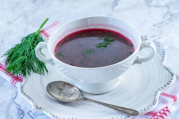 Borscht Vermelho Sopa Beterraba Clara Comum Europa Oriental Rússia — Fotografia de Stock