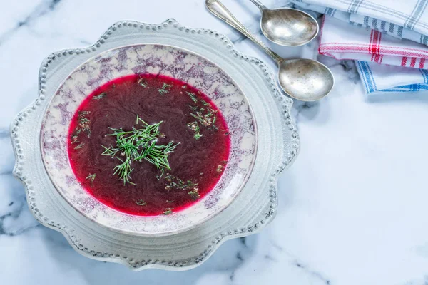 Borscht Vermelho Sopa Beterraba Clara Comum Europa Oriental Rússia — Fotografia de Stock