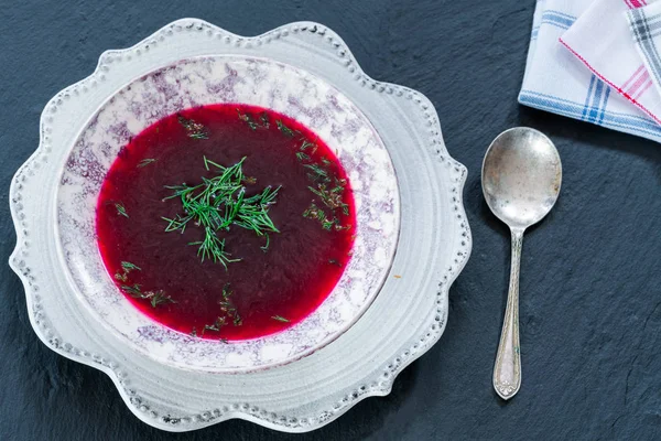 Borscht Vermelho Sopa Beterraba Clara Comum Europa Oriental Rússia — Fotografia de Stock