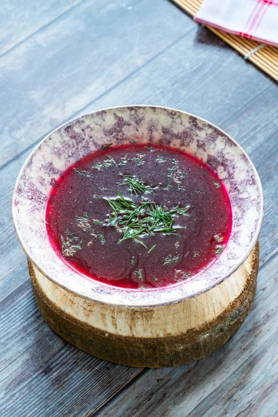 Borscht Vermelho Sopa Beterraba Clara Comum Europa Oriental Rússia — Fotografia de Stock