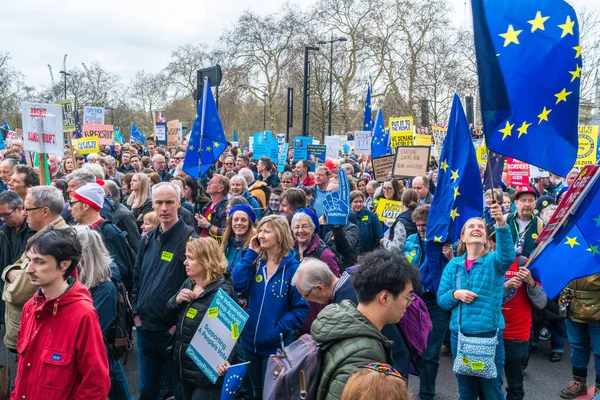 2019 수천의 캠페인 시위대 Brexit 거래에 투표를 런던에 사람들의 — 스톡 사진