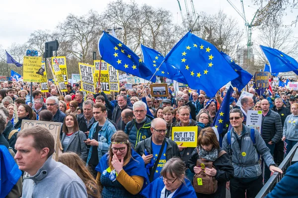 2019 수천의 캠페인 시위대 Brexit 거래에 투표를 런던에 사람들의 — 스톡 사진