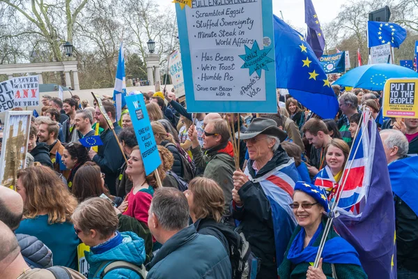 2019 수천의 캠페인 시위대 Brexit 거래에 투표를 런던에 사람들의 — 스톡 사진