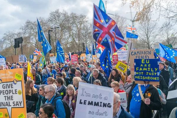 2019 수천의 캠페인 시위대 Brexit 거래에 투표를 런던에 사람들의 — 스톡 사진