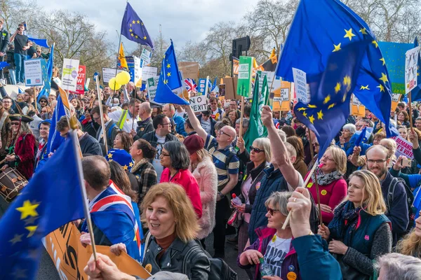 2019 수천의 캠페인 시위대 Brexit 거래에 투표를 런던에 사람들의 — 스톡 사진