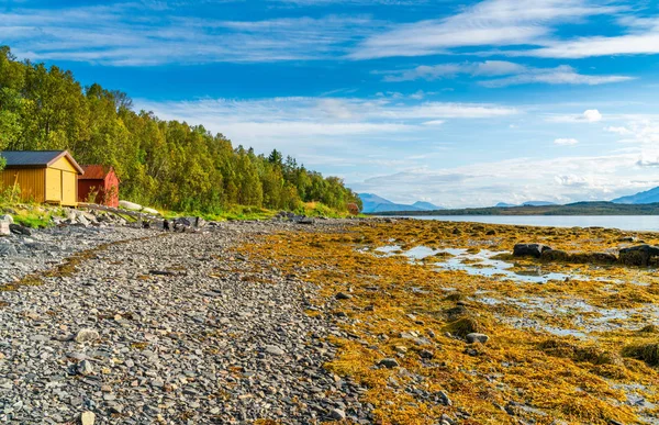 Hakoya Île Kilomètres Carrés Située Dans Détroit Sandnessundet Entre Les — Photo