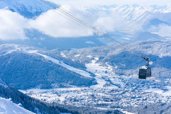 Paisagem Inverno Com Neve Coberta Alpes Vista Aérea Seefeld Estado — Fotografia de Stock