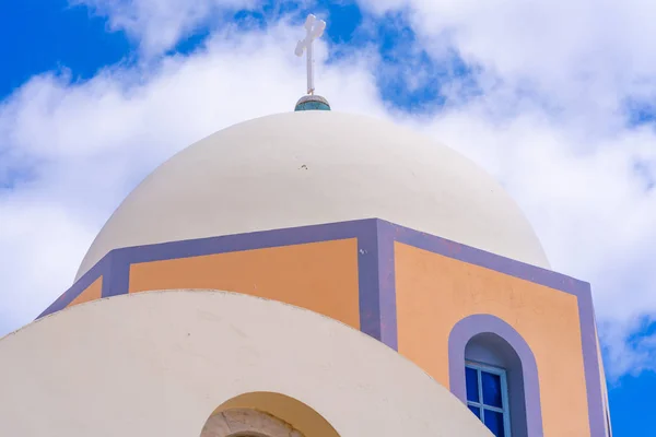 Fira Daki Vaftizci Aziz Yahya Katedrali Kubbesi Santorini Yunanistan — Stok fotoğraf