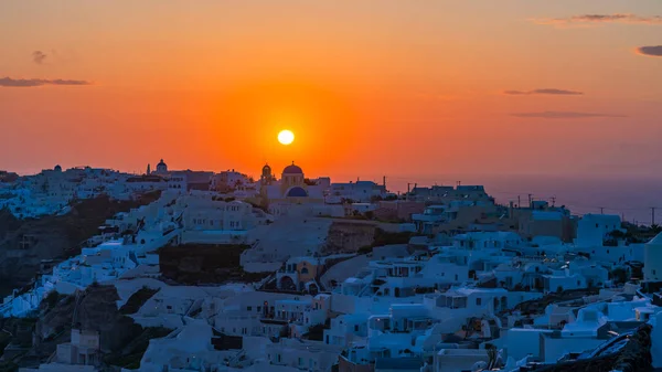 Drammatico Tramonto Oia Santorini Grecia — Foto Stock