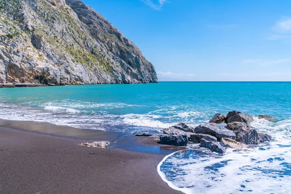Pláž Černého Písku Perisse Santoríni Řecku — Stock fotografie