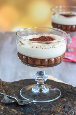 Kahve likörü ve çikolatakremalı tatlı.