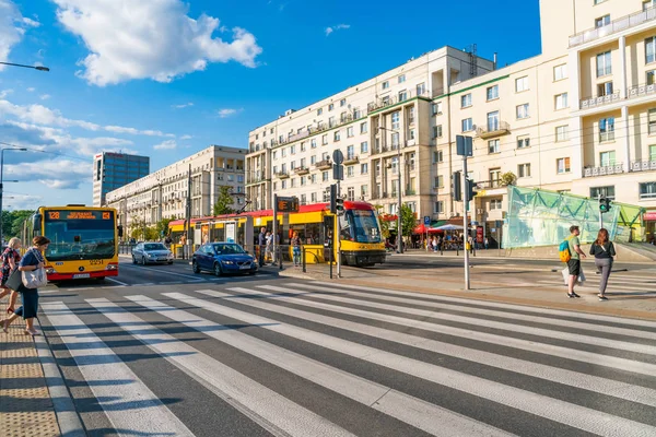 Garantia Polónia Julho 2019 Vista Rua Marszalkowska Uma Das Principais — Fotografia de Stock