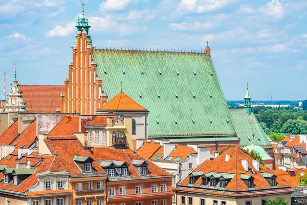 Warsaw Polonia Julio 2019 Vista Aérea Los Tejados Casco Antiguo — Foto de Stock