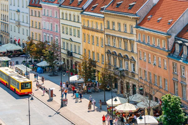 Warsaw Polonia Julio 2019 Vista Aérea Nowy Swiat Histórica Calle — Foto de Stock