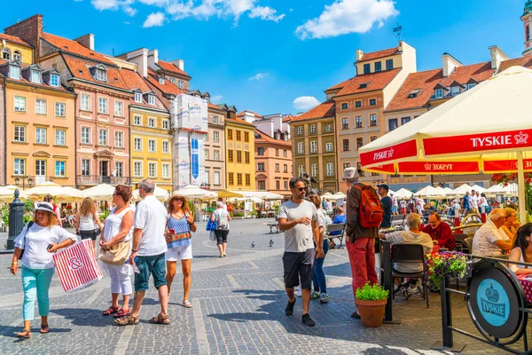 Warsaw Poland July 2019 Visitors Enjoy Summer Day Warsaw Old — Stock Photo, Image