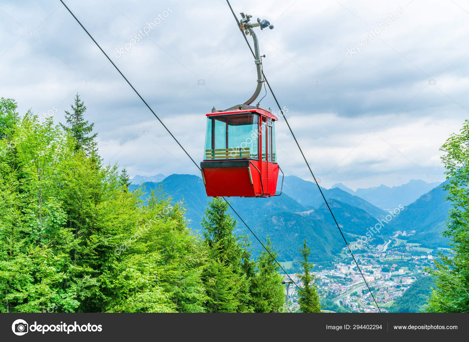 Red Vintage Gondola Mount Katrin Cable Car Panoramic Alpine View Stock  Photo by ©RubinowaDama 294402294