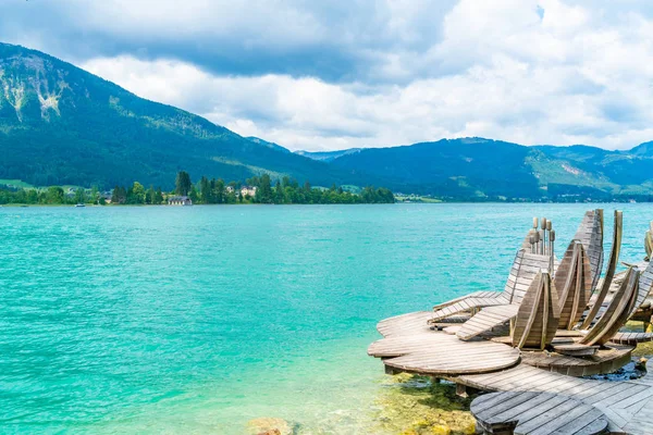 Jezioro Wolfgang Regionie Salzkammergut Austria — Zdjęcie stockowe