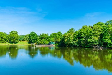 Londra 'nın kuzeybatısındaki Hampstead Heath Parkı' nda bir havuz. İngiltere