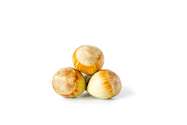 Beyaz arkaplanda taze fındık (hindistan cevizi)