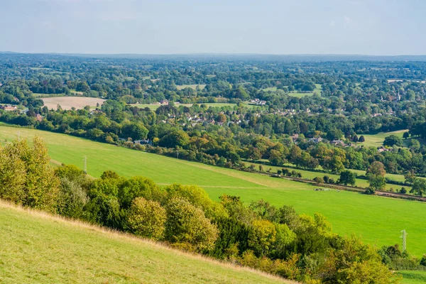 Widok Angielskiej Wsi Kolorach Jesiennych North Downs Surrey — Zdjęcie stockowe