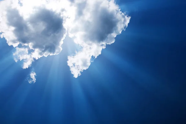 Blue Sky Sunbeams Clouds Sun Rays — Stock Photo, Image