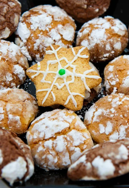 Drzewo Christmas Cookies i jodła. Kartki świąteczne. — Zdjęcie stockowe