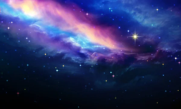 Cielo notturno con stelle colorate. Sfondo astratto cielo . — Foto Stock