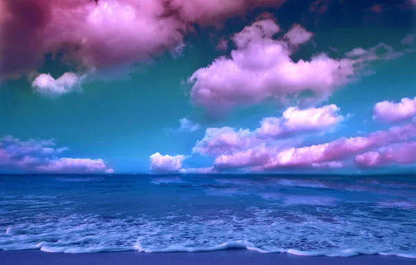 카리브 해와 블루 구름 하늘입니다. 여행 배경. — 스톡 사진