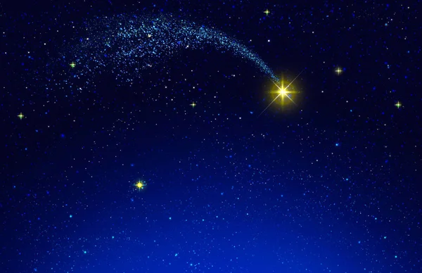 Christmas Star and blue abstract sky.Christmas background.