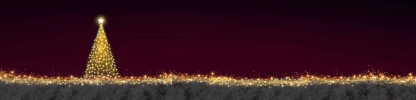ゴールデン クリスマス ツリー赤に分離されました。クリスマス背景. — ストック写真