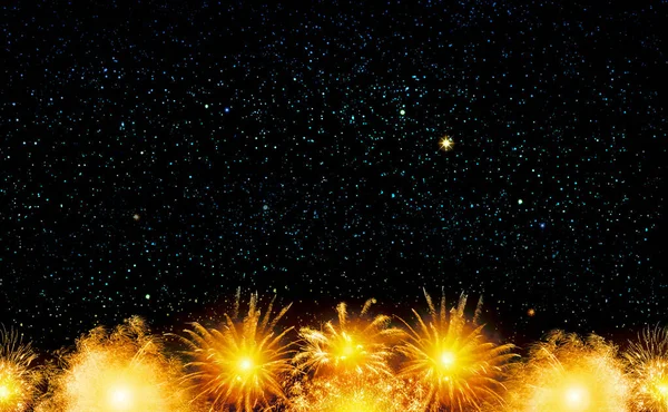 Fondo abstracto de fuegos artificiales dorados. Fondo de Año Nuevo. —  Fotos de Stock