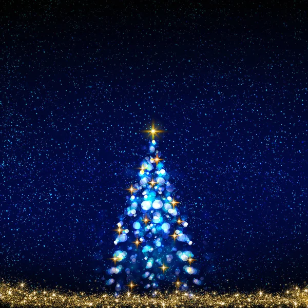 Colorful Christmas tree isolated on blue sky background. — Stock Photo, Image