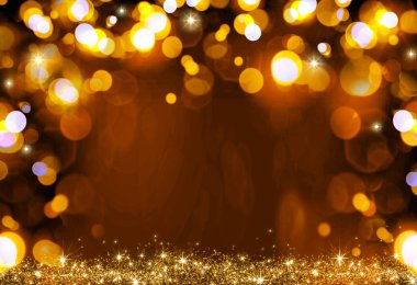 Soyut altın çakma arka plan. Kutlama ışıkları arkaplanı.