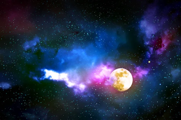 Night sky with stars and full moon. Abstract sky background. — Stock Photo, Image