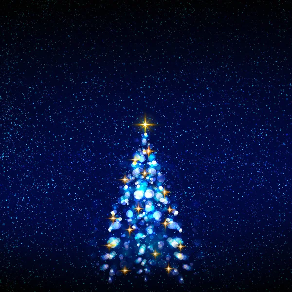 Colorful Christmas tree isolated on blue sky background. — Stock Photo, Image