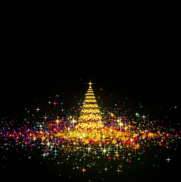 Árvore de Natal luzes fundo. Cartão de celebração . — Fotografia de Stock