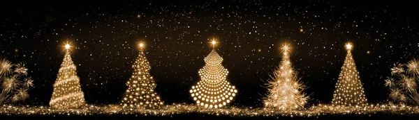星空の下で孤立したクリスマスの黄金の木背景. — ストック写真
