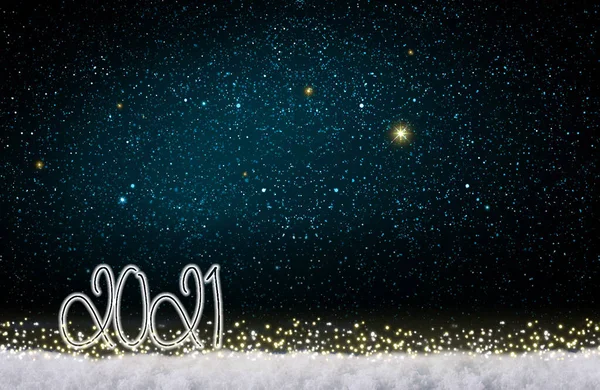 2021年背景クリスマスブルー抽象的な星の空. — ストック写真