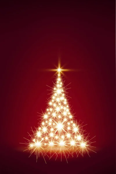 Árvore de Natal isolado no fundo borrão vermelho. — Fotografia de Stock
