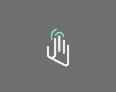 Ekran palm parmak vektör logo dokun. Satır el akıllı telefon tablet dokunmatik ekran logosu simgesi.